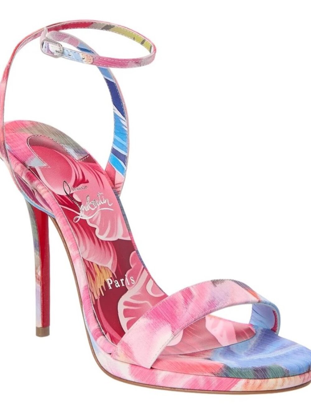 Christian Louboutin MISS Z SANDAL QUEEN 120 Silk Peonies Ankle Strap Heels